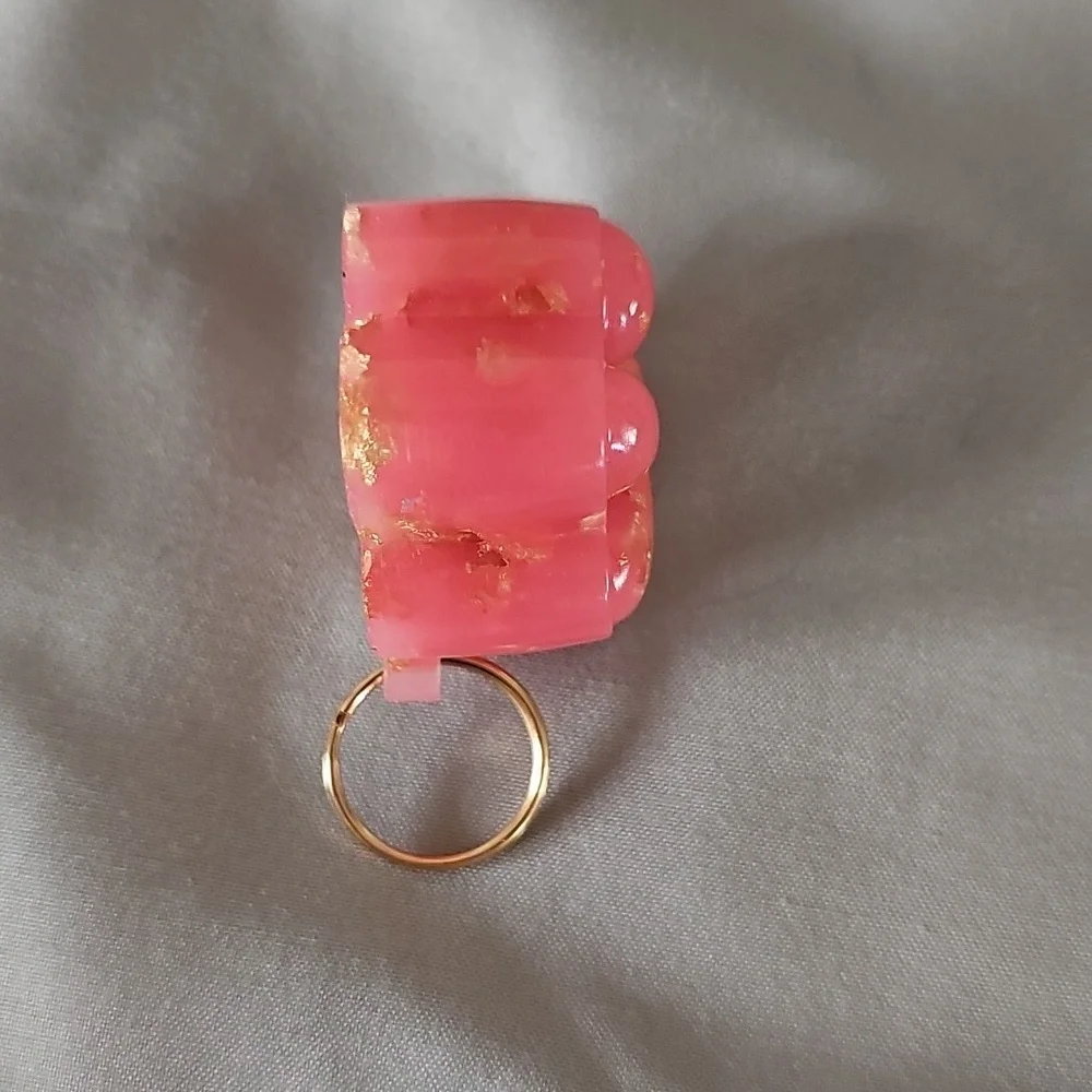 Pink and Gold Paw Keychain Charm
